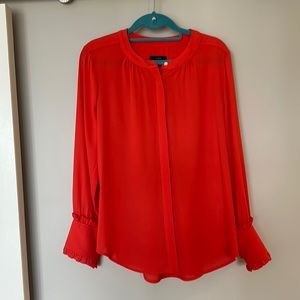 J. Crew Sheer Ruffle Cuff Button Down